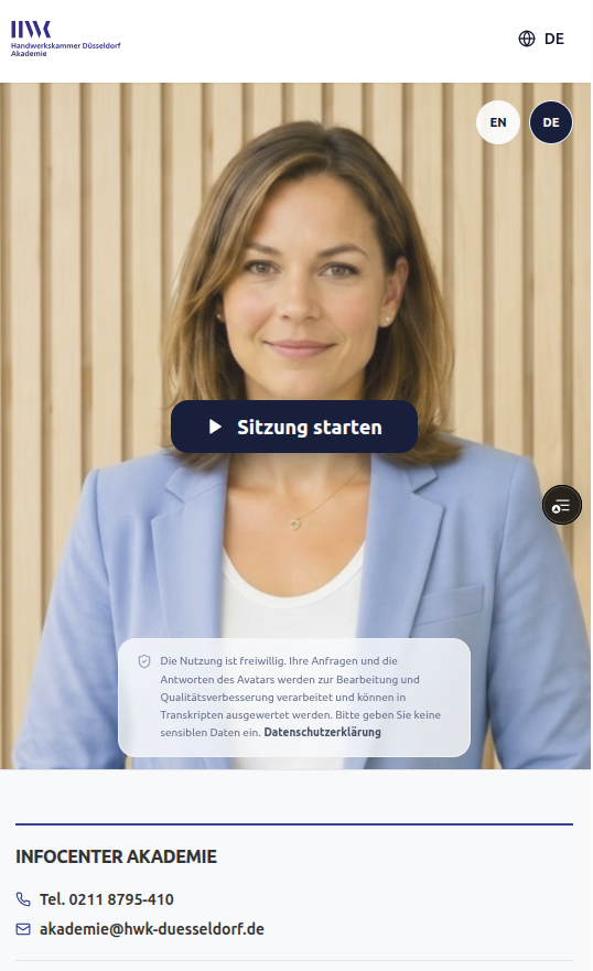 KI-Avatarin Lena der HWK Akademie zur Begabtenförderung